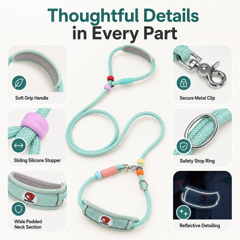 Ortekor Anti-Choke Dog Leash for Everyday Walks - Padded Neck Protection & Better Control for Pullers