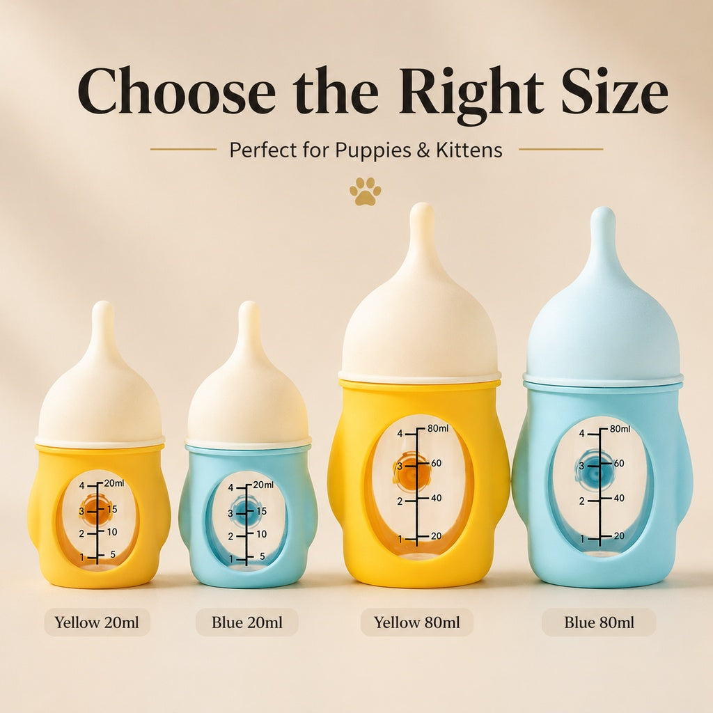 Ortekor Newborn Puppy & Kitten Nursing Bottle – Anti-Choke Silicone Pet Feeder for Safe, Gentle Milk Feeding at Home