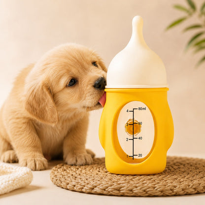 Ortekor Newborn Puppy & Kitten Nursing Bottle – Anti-Choke Silicone Pet Feeder for Safe, Gentle Milk Feeding at Home