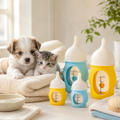 Ortekor Newborn Puppy & Kitten Nursing Bottle – Anti-Choke Silicone Pet Feeder for Safe, Gentle Milk Feeding at Home