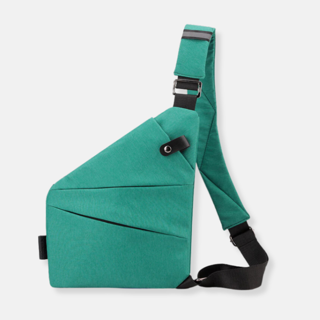 Compact Hardshell Shoulder Pouch with Hidden Compartments & Convertible Straps for Daily Commute