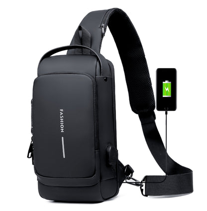 Crossbody Sling Bag with USB Charging Port and TSA Lock for Men & Women | Water-Resistant Chest Pack for Travel, Hiking & Daily Use