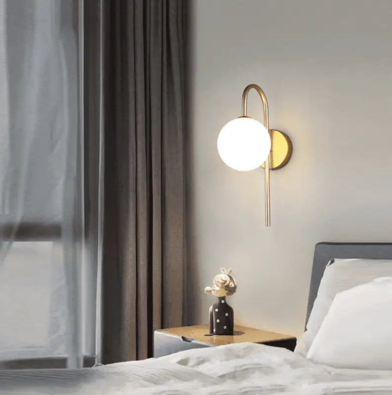Articulating Sphere Sconce with 23-Inch Swing Arm for Bedside & Reading Nook Lighting – E27 Socket, Frosted Globe Shade, Metal Frame – Adjus