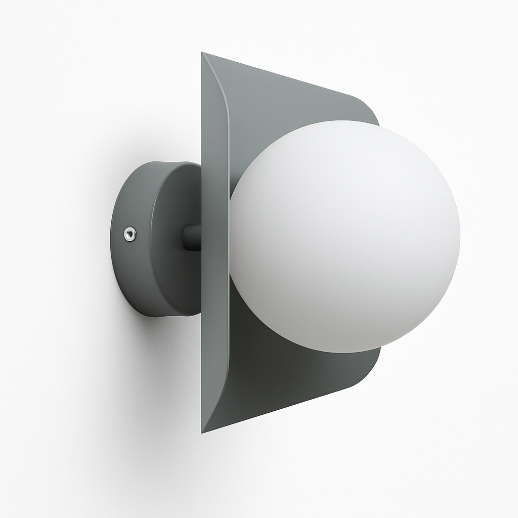 Hexagonal Metal Sconce with White Globe Shade, E27 Socket, 10-Inch Contemporary Fixture for Hallways, Nurseries & Bedrooms
