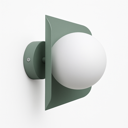 Hexagonal Metal Sconce with White Globe Shade, E27 Socket, 10-Inch Contemporary Fixture for Hallways, Nurseries & Bedrooms