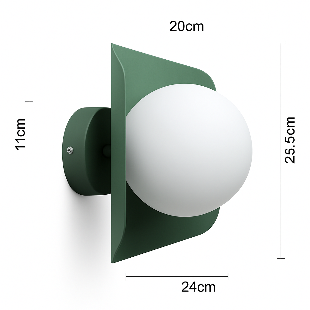 Hexagonal Metal Sconce with White Globe Shade, E27 Socket, 10-Inch Contemporary Fixture for Hallways, Nurseries & Bedrooms