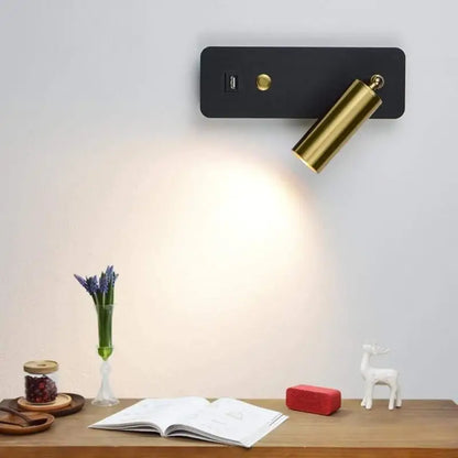 Gold Aluminum Sconce Light 3 in × 9 in LED Warm Bedside Reader Fixture 3000K for Bedroom Hallway Space-Saving Mount Plug-In Directional Spot