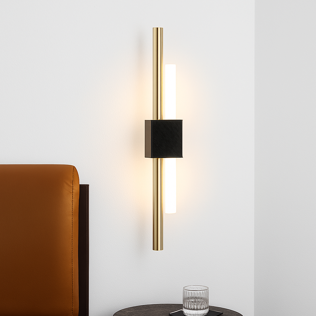 Modern Vertical LED Wall Sconce with Metal Bar & Acrylic Diffuser – Dual-Direction Up Down Light for Bedroom Living Room Hallway