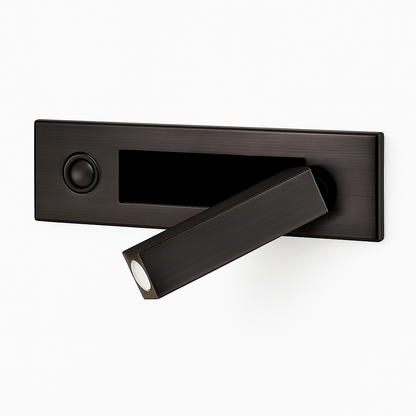 Recessed LED Reading Light Square Wall Sconce Aluminum Bedside Lamp for Bedroom Hotel Contemporary Downlight Fixture Matte Black White