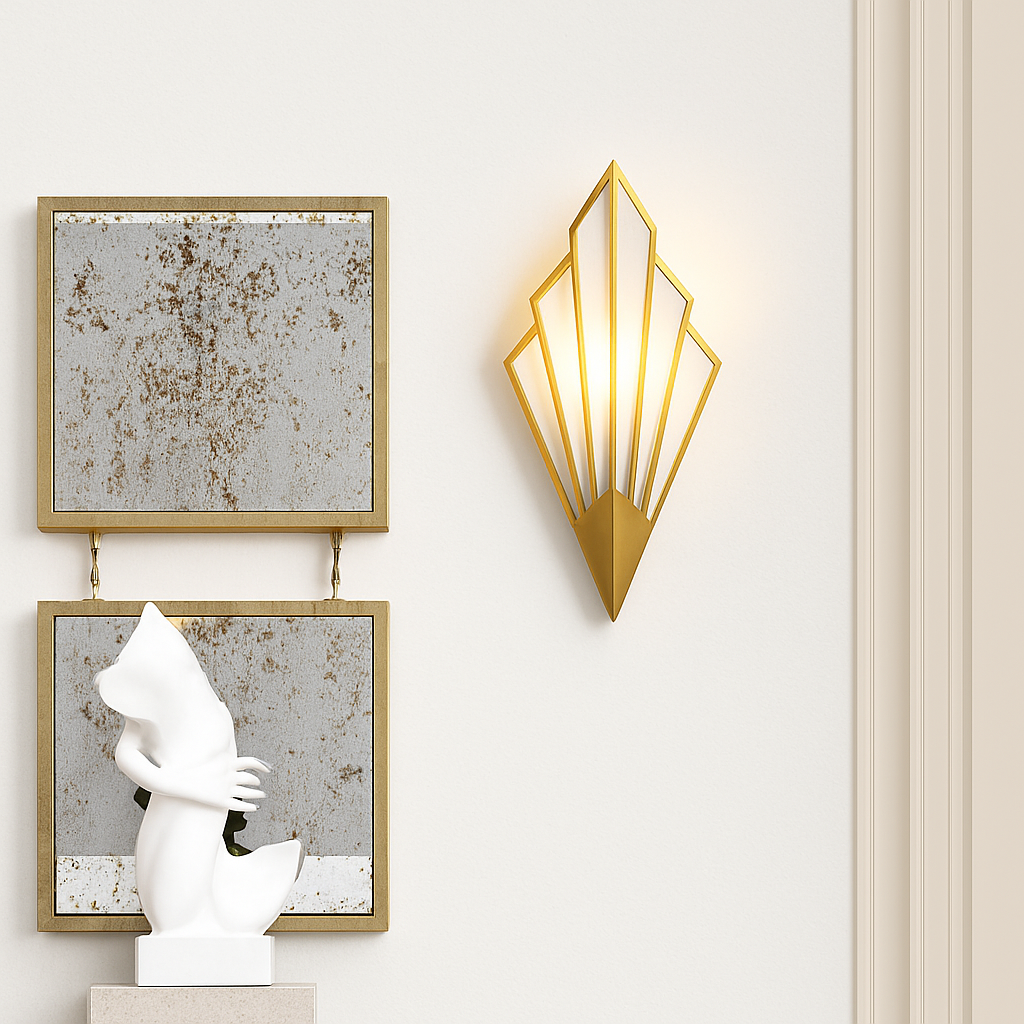 Modern Geometric Triangle Wall Sconce in Painted Metal with Up & Down LED Light for Bedroom, Hallway & Living Room