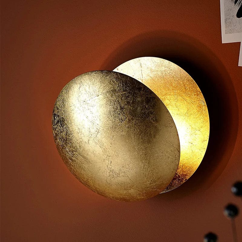 Adjustable Eclipse Wall Sconce 12-Inch Diameter Rotating Metal Disc Black Finish Ambient Accent Light for Bedroom Living Room Hallway Indoor