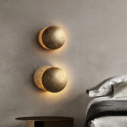 Adjustable Eclipse Wall Sconce 12-Inch Diameter Rotating Metal Disc Black Finish Ambient Accent Light for Bedroom Living Room Hallway Indoor