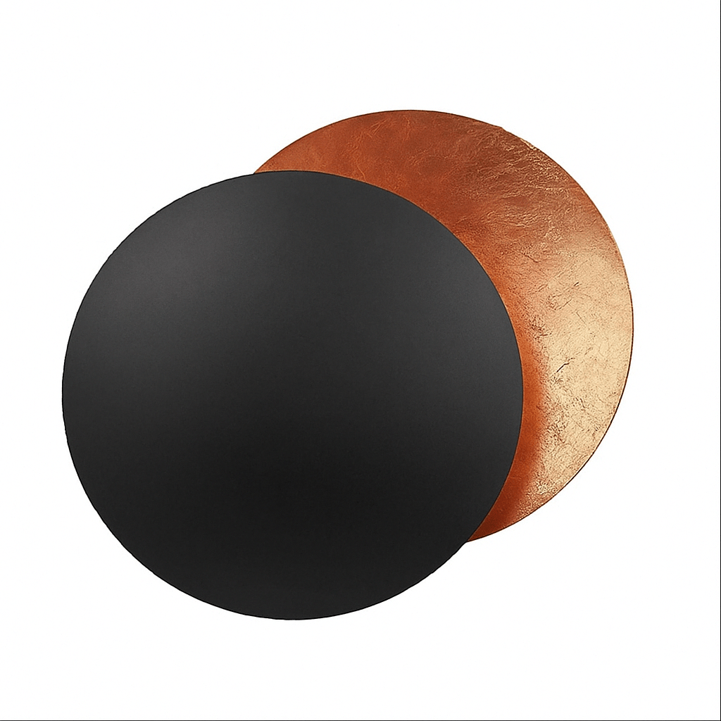 Adjustable Eclipse Wall Sconce 12-Inch Diameter Rotating Metal Disc Black Finish Ambient Accent Light for Bedroom Living Room Hallway Indoor