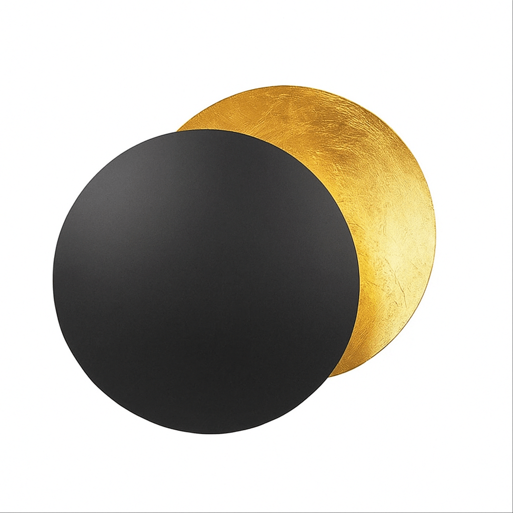 Adjustable Eclipse Wall Sconce 12-Inch Diameter Rotating Metal Disc Black Finish Ambient Accent Light for Bedroom Living Room Hallway Indoor