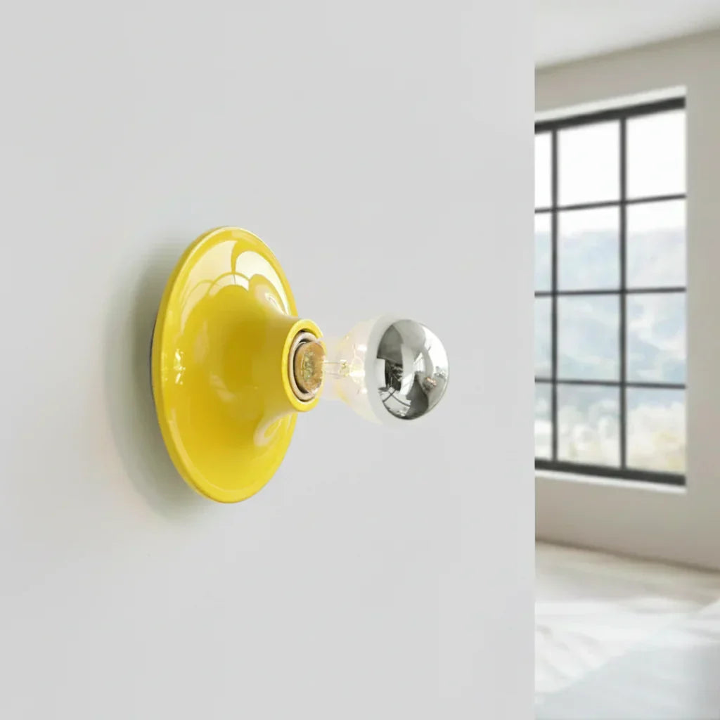 Compact Round Metal Wall Sconce 6 Inch White Retro Accent Light for Bedroom Hallway Kitchen Living Room LED Industrial Reading Fixture Moder