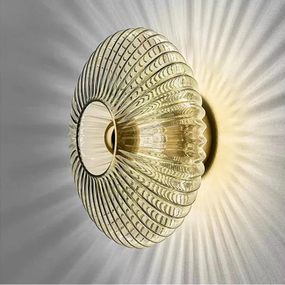 Textured Glass Sconce Fixture Warm Glow Indoor Accent Light Shell Shape for Entryway Bedroom Hallway Contemporary Boho Art Deco Style