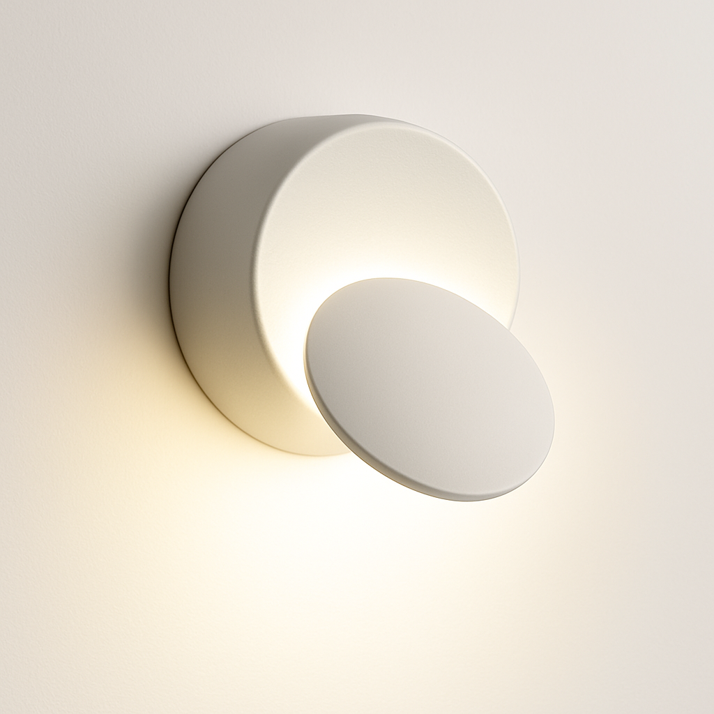 Adjustable LED Wall Sconce Round Downlight Metal Fixture Hardwired Modern Black White