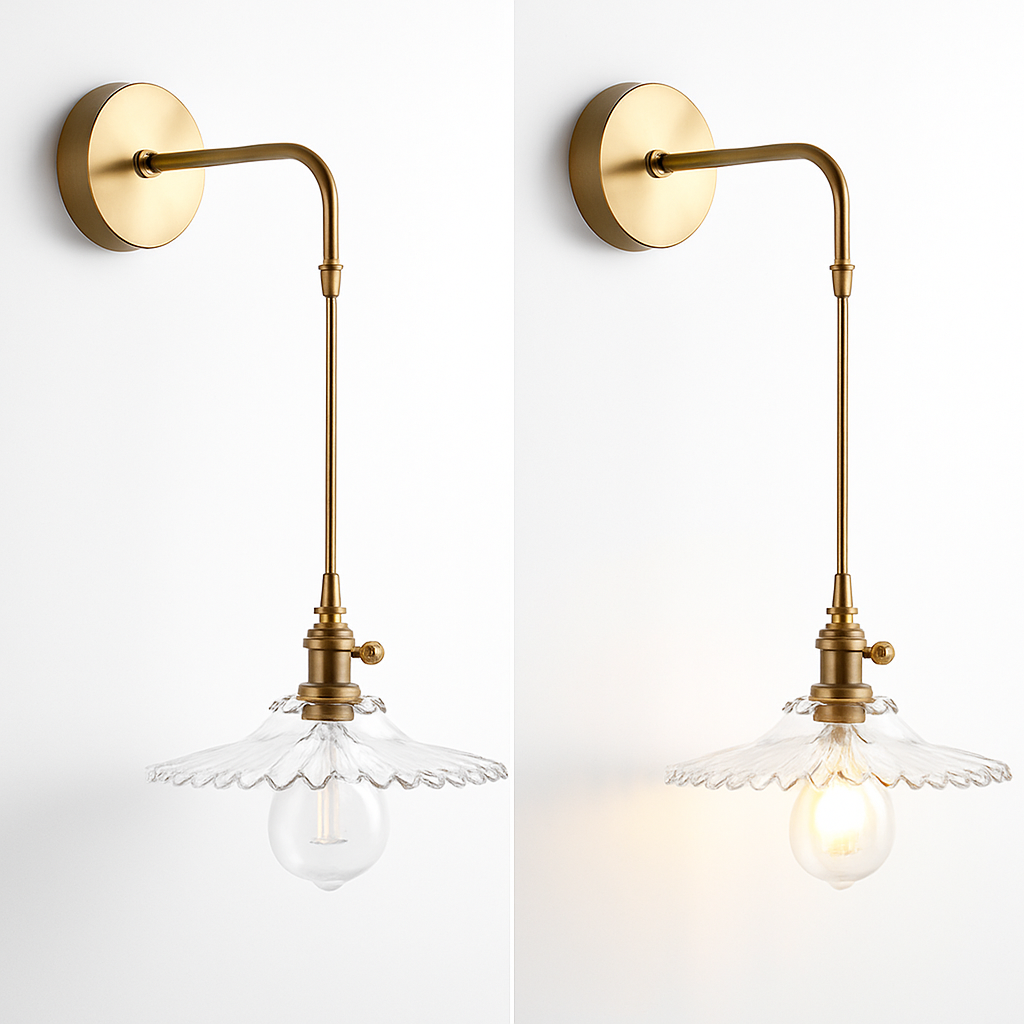 Handcrafted Copper Wall Sconce with Tinted Glass Shade, LED Included, Art Deco Style for Bedroom & Living Room