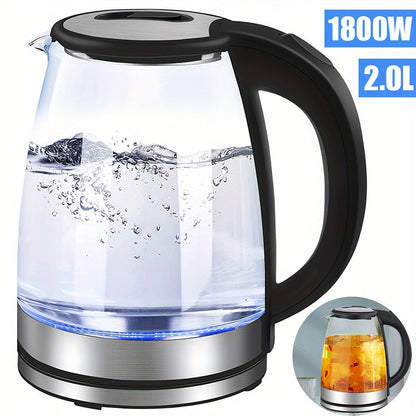 Elegant Glass Electric Kettle | 2L Capacity with Rapid Boil & LED Light | Safe Automatic Shut-Off for Effortless Brewing