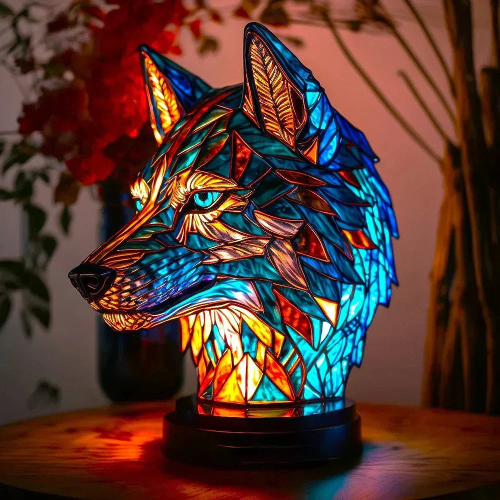 Stained Glass Wildlife Table Lamp Decorative Animal Accent Light Handcrafted Style Illumination for Bedroom Nightstand Living Room Desk