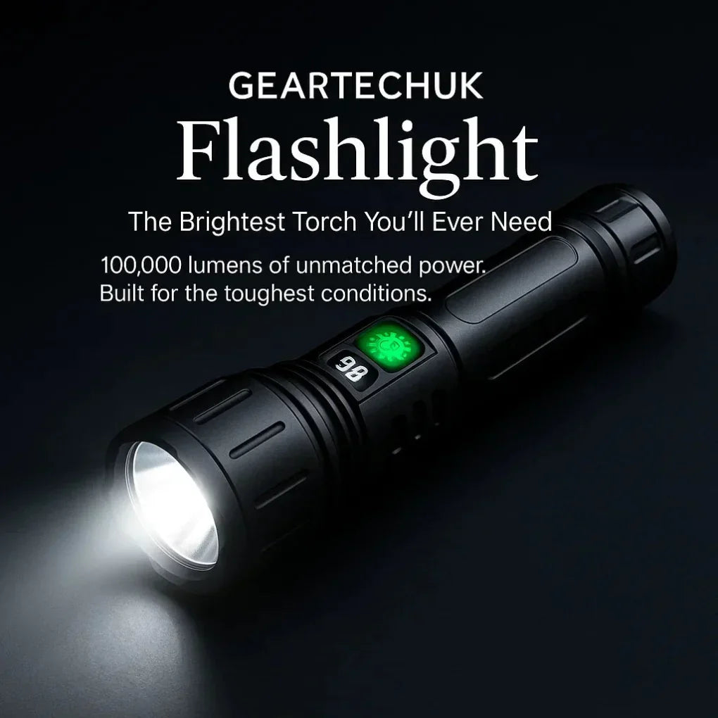 High-Lumen Rechargeable Tactical Flashlight with 5 Modes & 1640 ft Beam for Camping, Hunting & Emergency Use