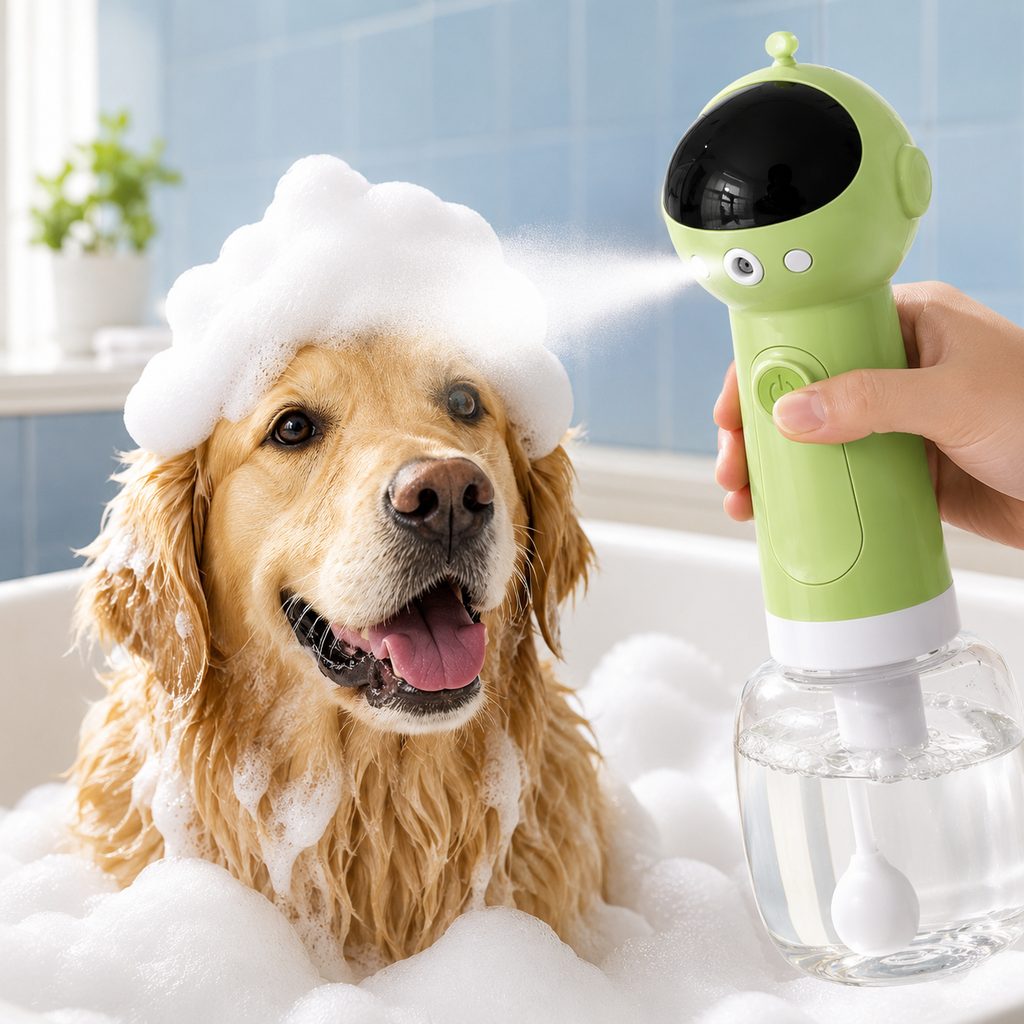 Ortekor AstroFoam Pet Bath Bubble Maker for Home Dog Baths - One-Press Dense Foam Sprayer for Less Hand-Scrubbing & Cleaner Bath Time