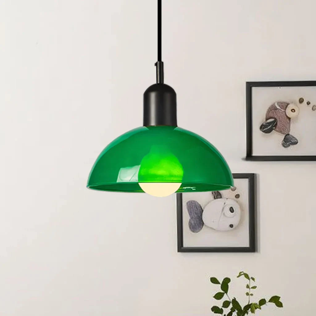 Glass Bowl Ceiling Fixture 10-12 Inch LED Overhead Luminaire White Orange Green Room Lighting Kitchen Island Hallway Contemporary Hardwired