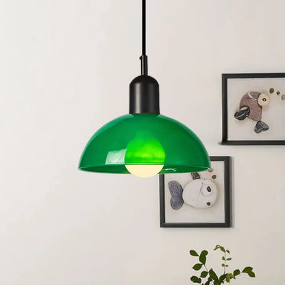 Glass Bowl Ceiling Fixture 10-12 Inch LED Overhead Luminaire White Orange Green Room Lighting Kitchen Island Hallway Contemporary Hardwired
