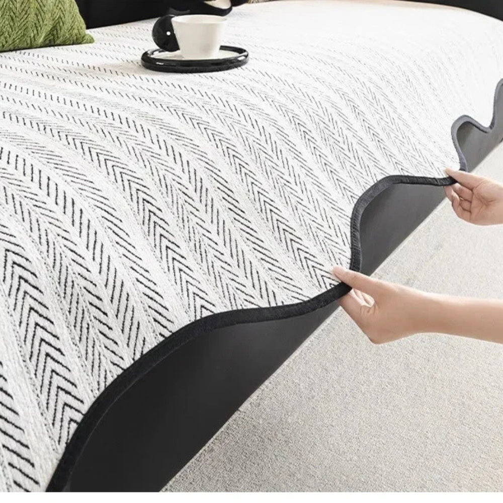 Textured Throw Blanket with Decorative Scalloped Trim for Couch, Chair & Bed – All-Season Microfiber Protection