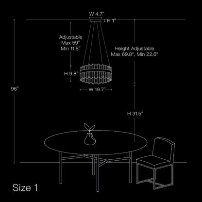 Tiered Crystal Ceiling Fixture in Gold Finish for Dining Rooms and Kitchen Islands – Adjustable Height, Multi-Size Options, E12 Candelabra B