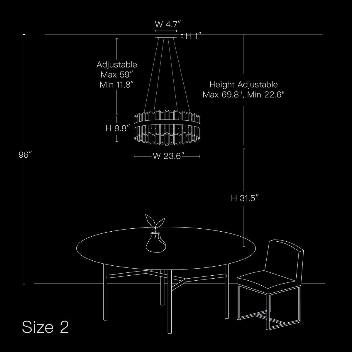 Tiered Crystal Ceiling Fixture in Gold Finish for Dining Rooms and Kitchen Islands – Adjustable Height, Multi-Size Options, E12 Candelabra B