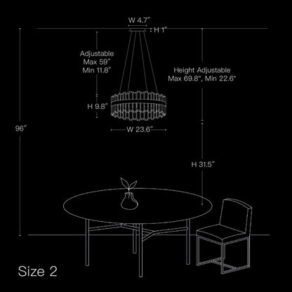 Tiered Crystal Ceiling Fixture in Gold Finish for Dining Rooms and Kitchen Islands – Adjustable Height, Multi-Size Options, E12 Candelabra B