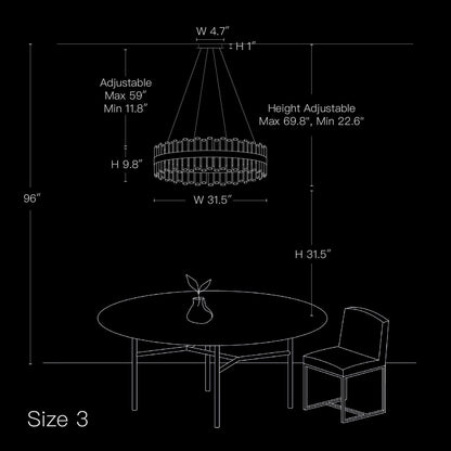Tiered Crystal Ceiling Fixture in Gold Finish for Dining Rooms and Kitchen Islands – Adjustable Height, Multi-Size Options, E12 Candelabra B