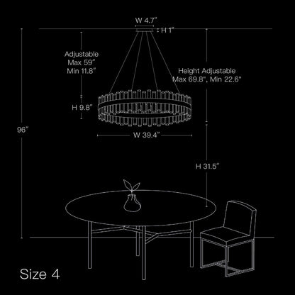 Tiered Crystal Ceiling Fixture in Gold Finish for Dining Rooms and Kitchen Islands – Adjustable Height, Multi-Size Options, E12 Candelabra B