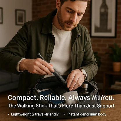 Telescopic Walking Stick with One-Click Deploy for Urban Safety & Trail Support 40-65 Inches Adjustable