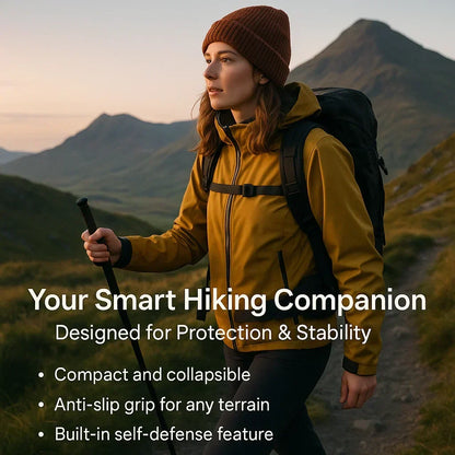 Collapsible Walking Stick with One-Touch Deploy for Urban Safety & Hiking Support | Self-Defense Cane with Non-Slip Grip | Lightweight