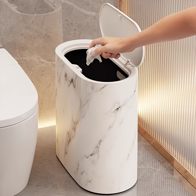 Mara Kitchen Trash Can - Oval Shape, Marble Finish