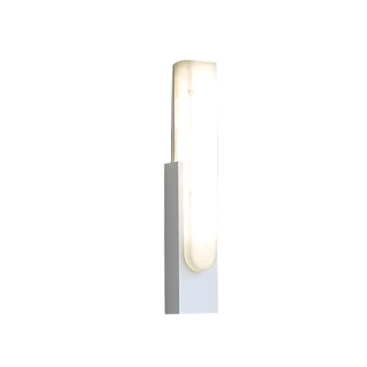 LED Sconce Light 20 Inch Vertical Alabaster Shade Gold Base Hardwired Modern Bedroom Hallway Wall Fixture for Contemporary Homes