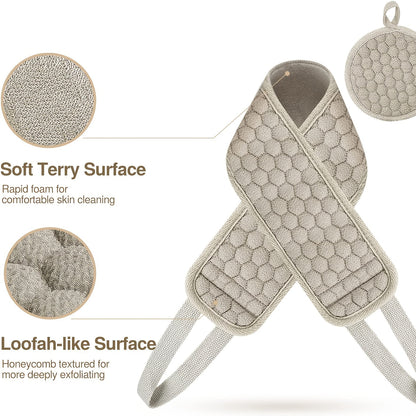 Back Scrubber with Textured Honeycomb Exfoliating Surface for Shower & Bath