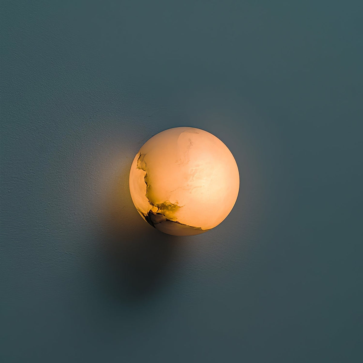 Compact Alabaster Sconce 5 in Globe Natural Stone Diffuser Modern Minimalist Lighting for Bedroom Hallway Entryway Accent Wall Mount Fixture
