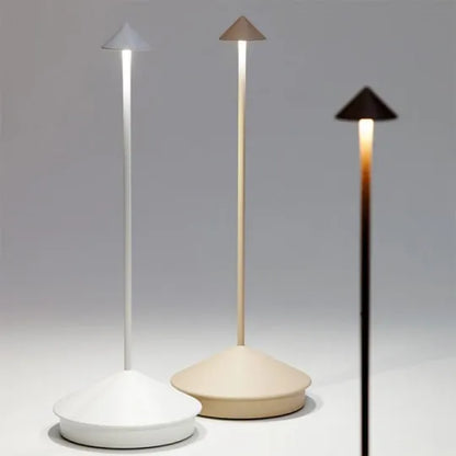 Cordless LED Accent Light 12 in Tall Rechargeable Battery Powered Dimmable Warm Glow Metal Construction Patio Dining Bedside Use