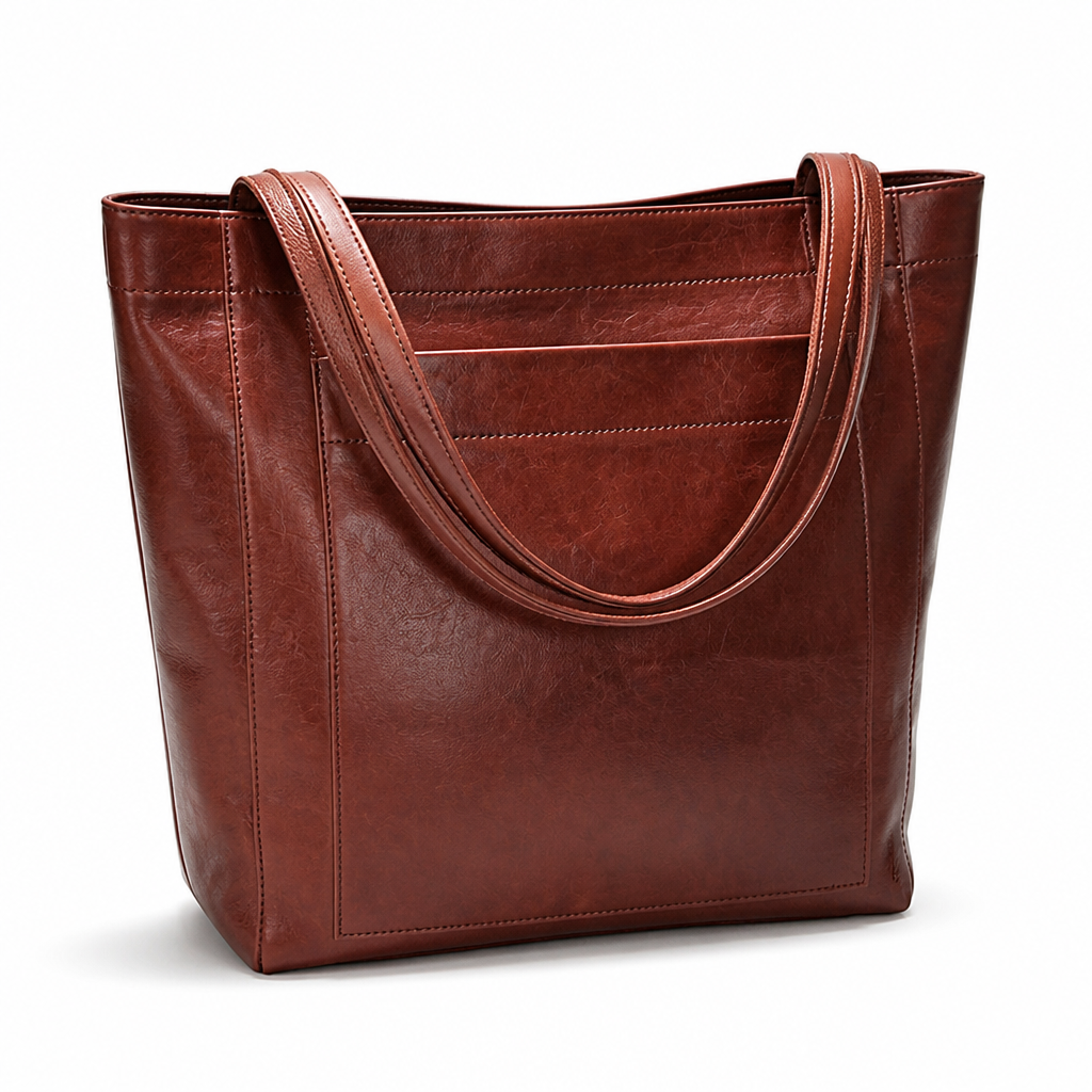 Structured Genuine Leather Tote (Detachable Strap)