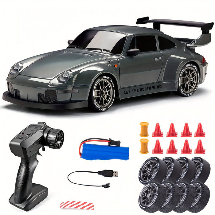 Mini Remote Control Drift Racer 4-Wheel Drive LED Glow Wheels 1:24 Scale Indoor Outdoor Track Racing Performance Car 2.4GHz Controller Recha