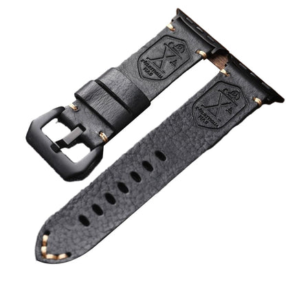 Vintage Full-Grain Leather Apple Watch Band | Handcrafted Strap with Patina Finish for 40mm 41mm 42mm 44mm 45mm 49mm | Classic Buckle Design