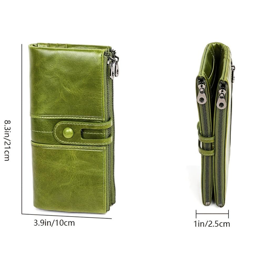 Slim Leather Wallet for Women with Zipper Coin Pocket & Multiple Card Slots | RFID Blocking Compact Bifold Organizer for Everyday Use