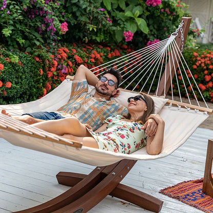 Double Layered Quilted Hammock for Patio and Poolside Relaxation
