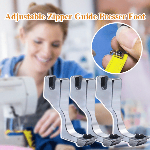 Adjustable Zipper Foot for Sewing Machines – Invisible Zip Presser Foot Attachment for Size 3 & 5 Zippers | Compatible with Most Home Models