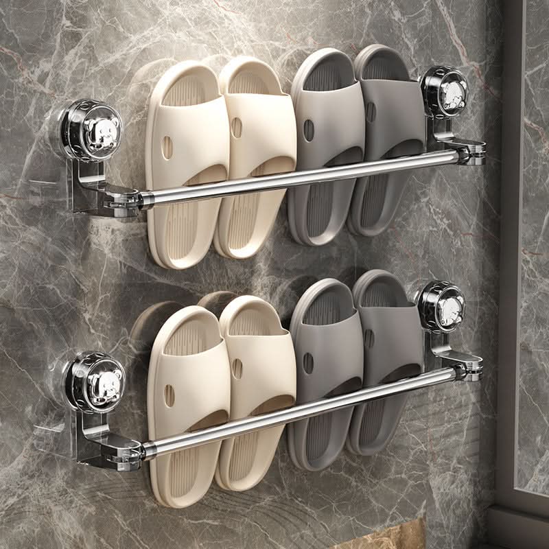 Rotating Wall-Mount Towel Bar with Suction Cup – No Drilling Needed, Adjustable Length for Small & Large Bathrooms