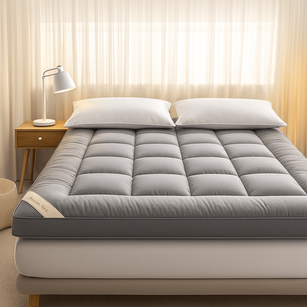 Bamboo Charcoal Memory Foam Bed Pad 2 Inch Cooling Temperature Regulating Sleep Surface for Hot Sleepers Back Pain Relief Hypoallergenic Ela