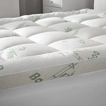 2-Inch Breathable Bamboo Mattress Pad Overlay for Cooling Comfort | Hypoallergenic Bed Cover for Hot Sleepers | Twin Full Queen King
